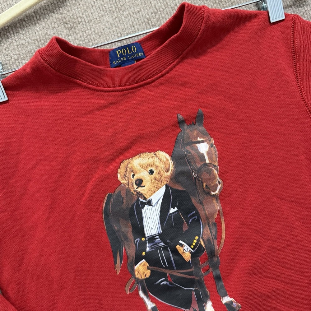 Polo Ralph Lauren Polo Bear Horse Red Fleece Pullover Youth Size M (10-12)